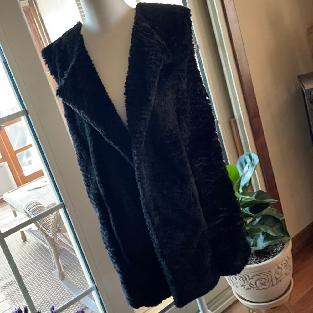Chico's Black Faux Fur Sweater Vest